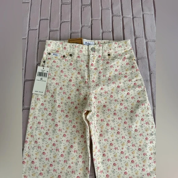 Polo Ralph Lauren Girls Floral Print Wide-Leg Jeans Multi Size 6X NWT - Picture 2 of 9